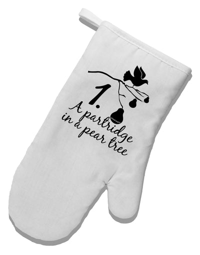 Partridge In A Pear Tree Text White Printed Fabric Oven Mitt-Oven Mitt-TooLoud-White-Davson Sales