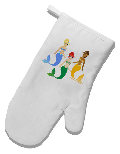 Three Mermaids White Printed Fabric Oven Mitt-Oven Mitt-TooLoud-White-Davson Sales