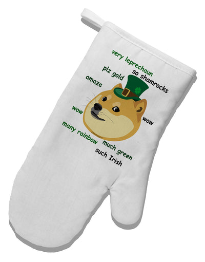 St Patricks Day Leprechaun Doge White Printed Fabric Oven Mitt-Oven Mitt-TooLoud-White-Davson Sales