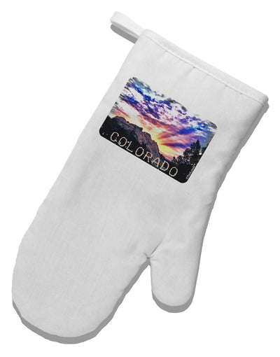 Colorado Rainbow Sunset Text White Printed Fabric Oven Mitt-Oven Mitt-TooLoud-White-Davson Sales