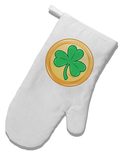 Shamrock Button Vector Design White Printed Fabric Oven Mitt by TooLoud-Oven Mitt-TooLoud-White-Davson Sales