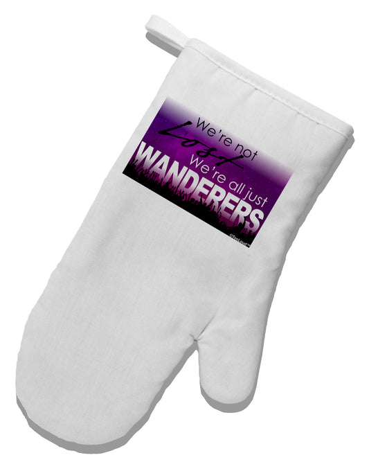 We're All Just Wanderers White Printed Fabric Oven Mitt-Oven Mitt-TooLoud-White-Davson Sales