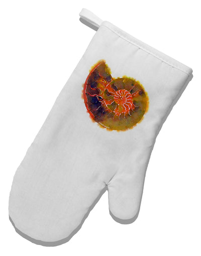 Nautilus Fossil Watercolor White Printed Fabric Oven Mitt-Oven Mitt-TooLoud-White-Davson Sales