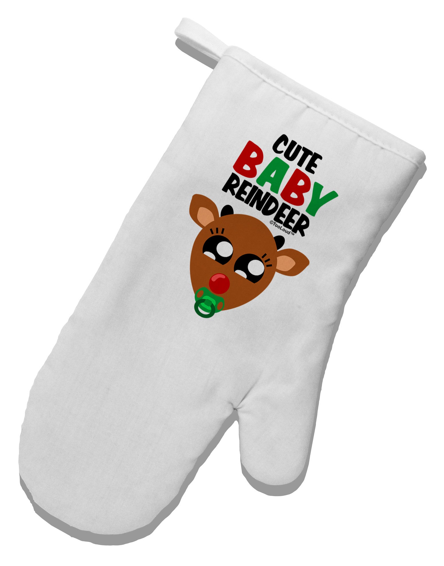 Cute Baby Reindeer Matching Deer White Printed Fabric Oven Mitt-Oven Mitt-TooLoud-White-Davson Sales
