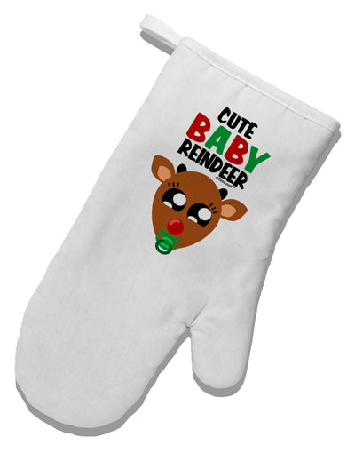 Cute Baby Reindeer Matching Deer White Printed Fabric Oven Mitt-Oven Mitt-TooLoud-White-Davson Sales