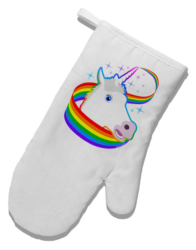 Magical Horn Rainbow Unicorn White Printed Fabric Oven Mitt-Oven Mitt-TooLoud-White-Davson Sales