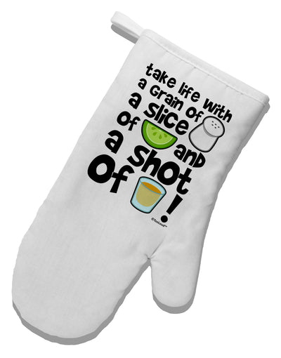 Take Life with a Grain of Salt and a Shot of Tequila White Printed Fabric Oven Mitt by TooLoud-Oven Mitt-TooLoud-White-Davson Sales