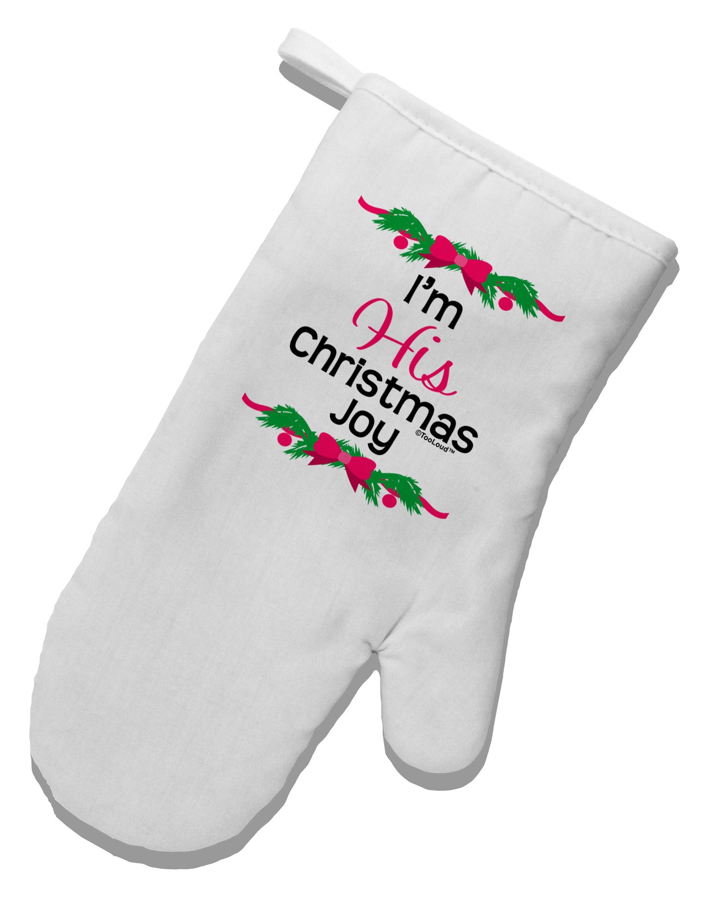 His Christmas Joy Matching His & Hers White Printed Fabric Oven Mitt-Oven Mitt-TooLoud-White-Davson Sales