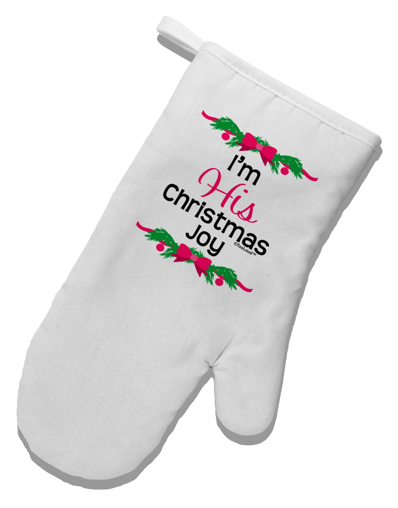 His Christmas Joy Matching His & Hers White Printed Fabric Oven Mitt-Oven Mitt-TooLoud-White-Davson Sales