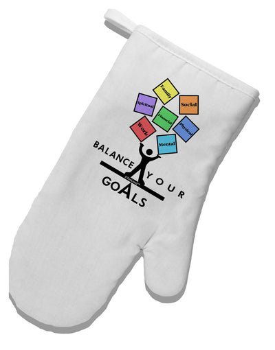 Balance Your Goals White Printed Fabric Oven Mitt-Oven Mitt-TooLoud-White-Davson Sales