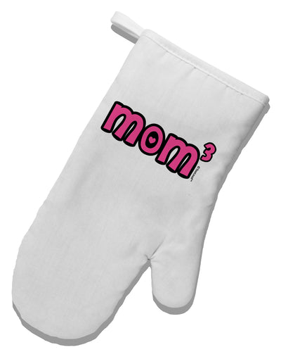 Mom Cubed - Cute Mom of Three Design White Printed Fabric Oven Mitt by TooLoud-Oven Mitt-TooLoud-White-Davson Sales