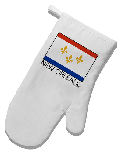 New Orleans Louisiana Flag Text White Printed Fabric Oven Mitt-Oven Mitt-TooLoud-White-Davson Sales