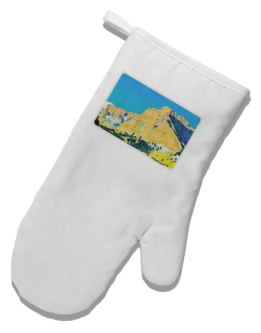 Colorado Snowy Mtns WaterColor White Printed Fabric Oven Mitt-Oven Mitt-TooLoud-White-Davson Sales