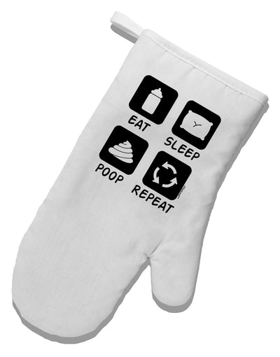 Eat Sleep Poop Repeat White Printed Fabric Oven Mitt-Oven Mitt-TooLoud-White-Davson Sales