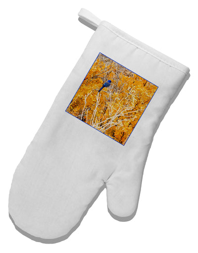 Blue Bird in Yellow White Printed Fabric Oven Mitt-Oven Mitt-TooLoud-White-Davson Sales