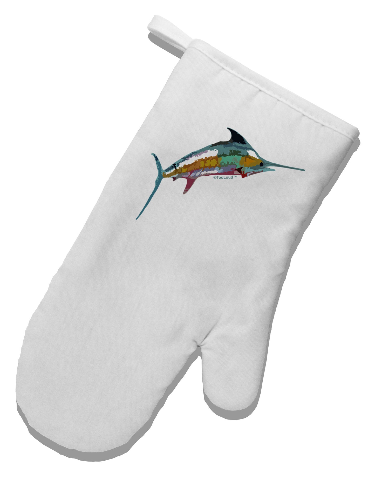 Colorful Vector Swordfish White Printed Fabric Oven Mitt-Oven Mitt-TooLoud-White-Davson Sales