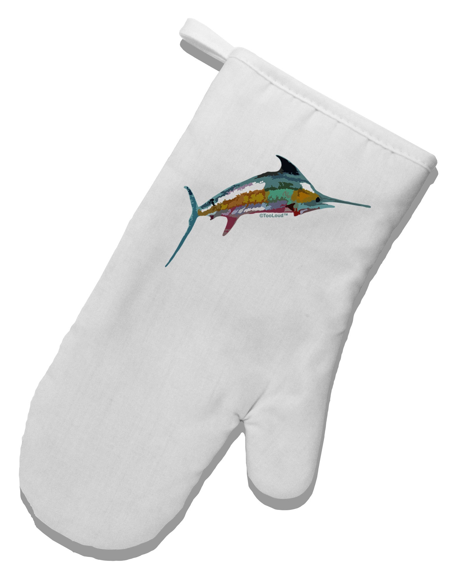 Colorful Vector Swordfish White Printed Fabric Oven Mitt-Oven Mitt-TooLoud-White-Davson Sales