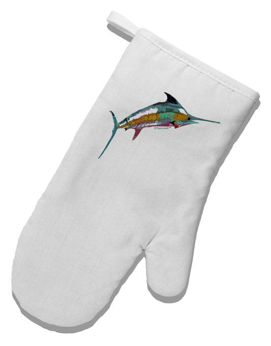 Colorful Vector Swordfish White Printed Fabric Oven Mitt-Oven Mitt-TooLoud-White-Davson Sales