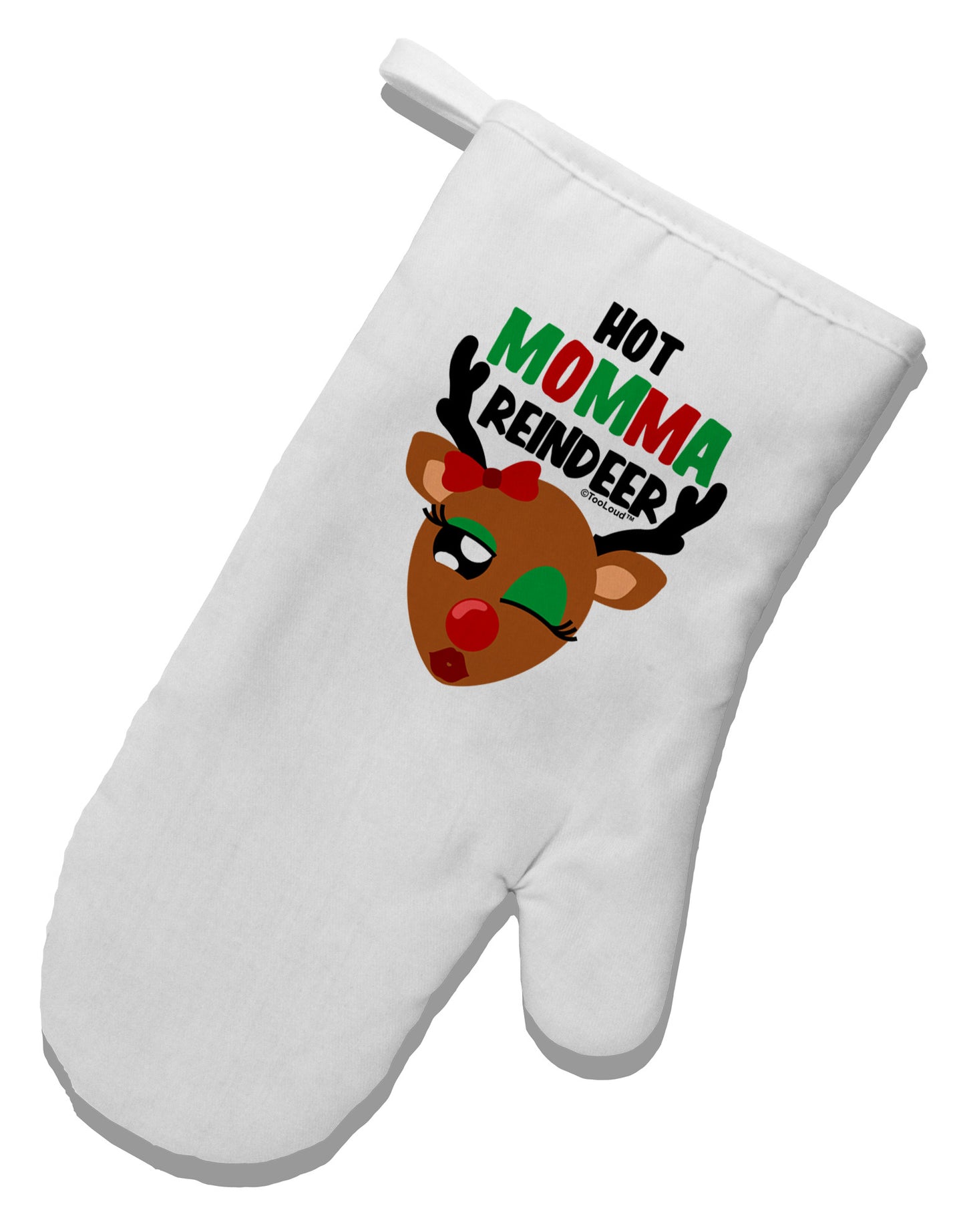 Hot Momma Reindeer Matching Deer White Printed Fabric Oven Mitt-Oven Mitt-TooLoud-White-Davson Sales