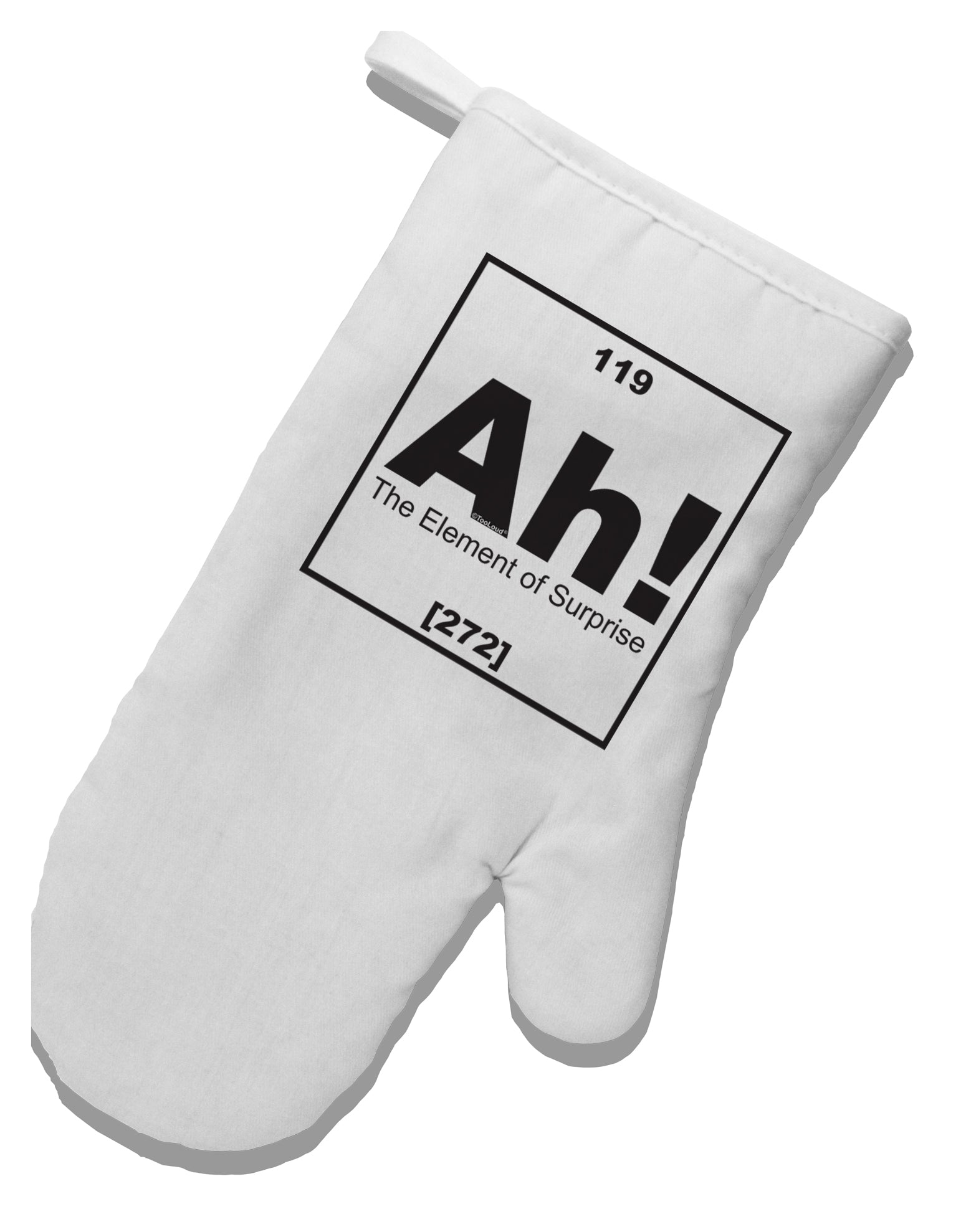 Ah the Element of Surprise Funny Science White Printed Fabric Oven Mitt by TooLoud-Oven Mitt-TooLoud-White-Davson Sales
