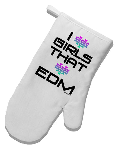 I Heart Girls That Heart EDM White Printed Fabric Oven Mitt-Oven Mitt-TooLoud-White-Davson Sales