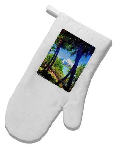 TooLoud Tropical Skyline White Printed Fabric Oven Mitt-Oven Mitt-TooLoud-White-Davson Sales