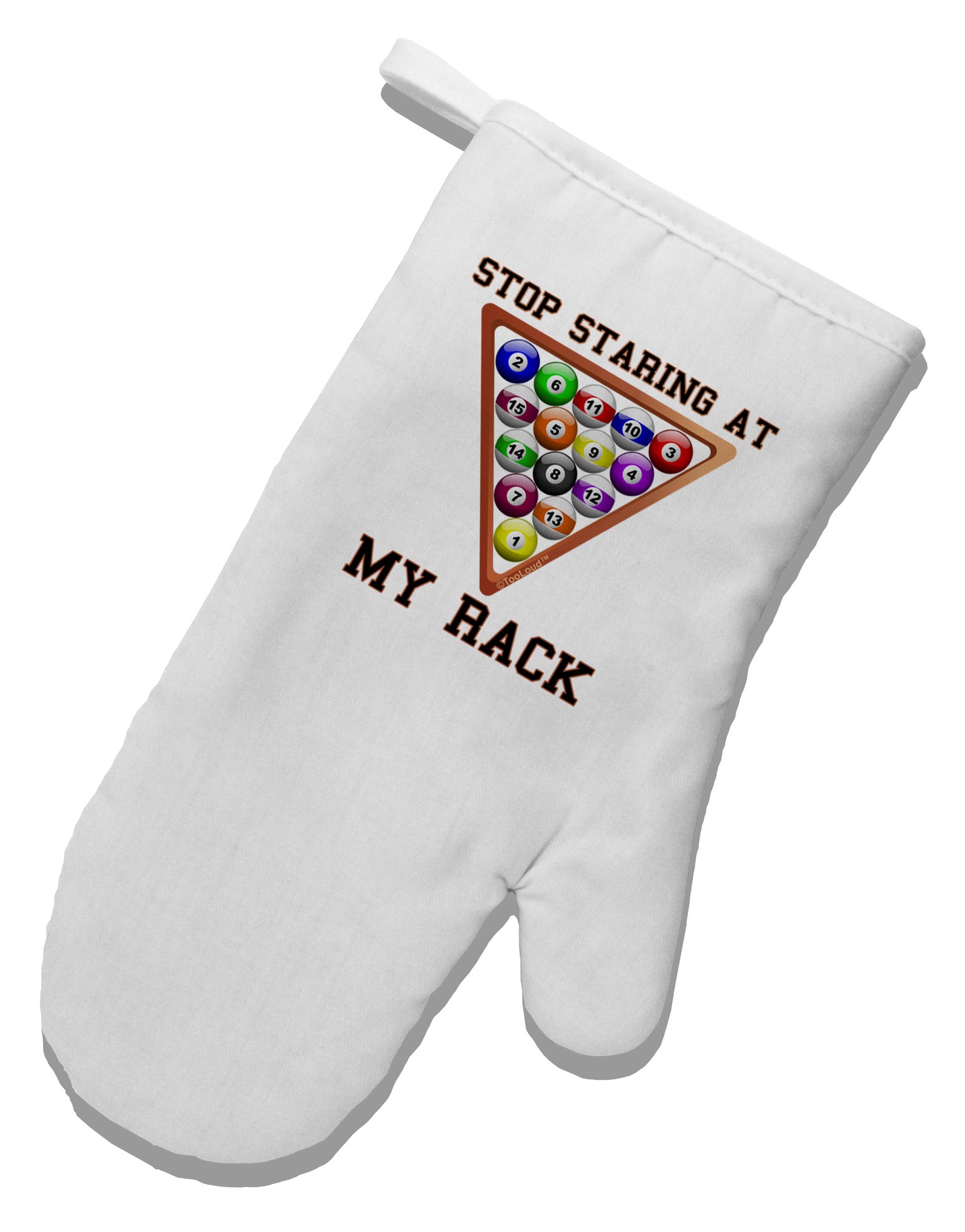 Stop Staring At My Rack - Pool White Printed Fabric Oven Mitt-Oven Mitt-TooLoud-White-Davson Sales