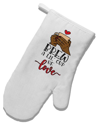 TooLoud Brew a lil cup of love White Printed Fabric Oven Mitt-OvenMitts-TooLoud-Davson Sales