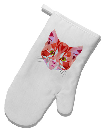 Geometric Kitty Red White Printed Fabric Oven Mitt-Oven Mitt-TooLoud-White-Davson Sales