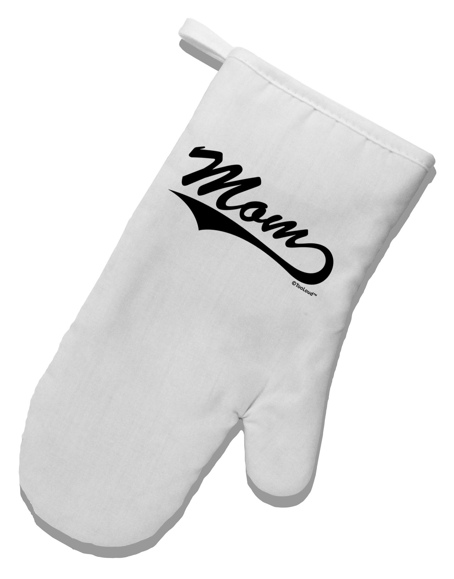 Mom - Sports Tail Script White Printed Fabric Oven Mitt by TooLoud-Oven Mitt-TooLoud-White-Davson Sales