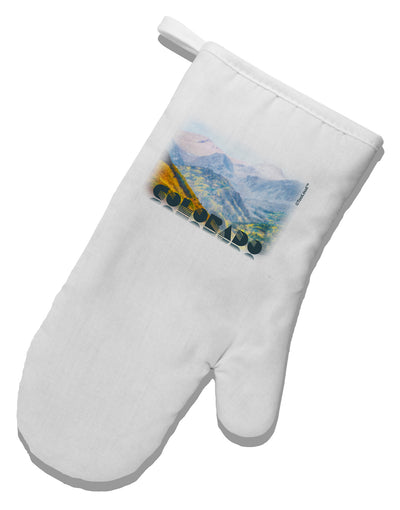 CO Fog Mountains Text White Printed Fabric Oven Mitt-Oven Mitt-TooLoud-White-Davson Sales