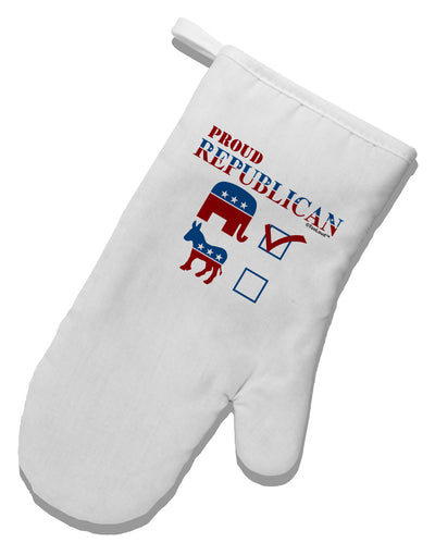 Proud Republican Checkmark White Printed Fabric Oven Mitt-Oven Mitt-TooLoud-White-Davson Sales