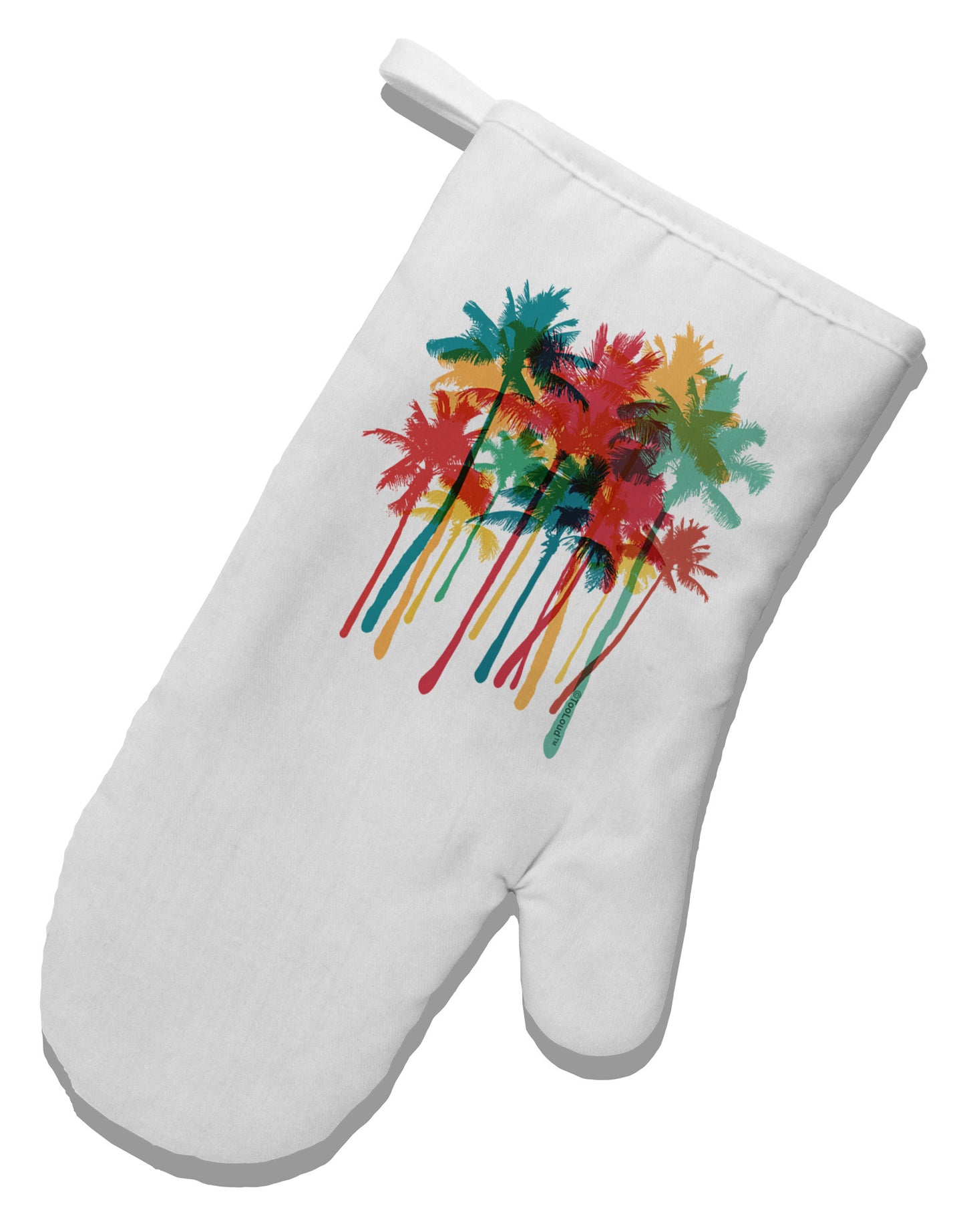 Paint Splash Palm Trees White Printed Fabric Oven Mitt-Oven Mitt-TooLoud-White-Davson Sales