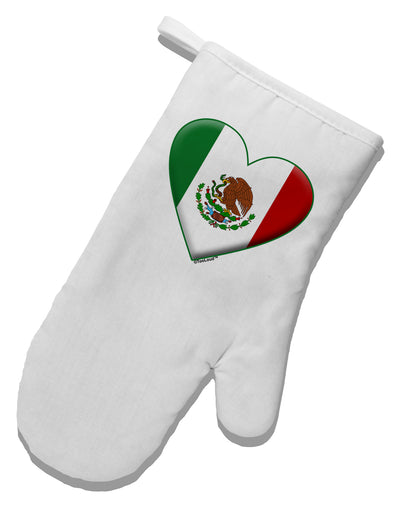 Mexican Flag Heart - Beveled White Printed Fabric Oven Mitt by TooLoud-Oven Mitt-TooLoud-White-Davson Sales