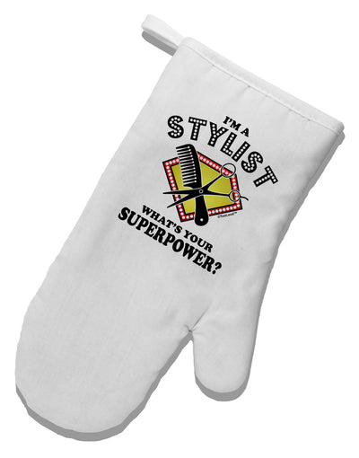 Stylist - Superpower White Printed Fabric Oven Mitt-Oven Mitt-TooLoud-White-Davson Sales