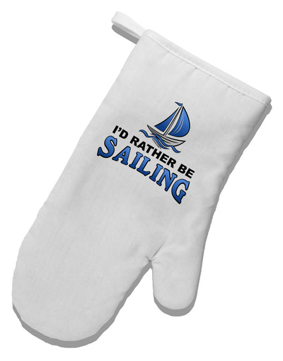 I'd Rather Be Sailing White Printed Fabric Oven Mitt-Oven Mitt-TooLoud-White-Davson Sales