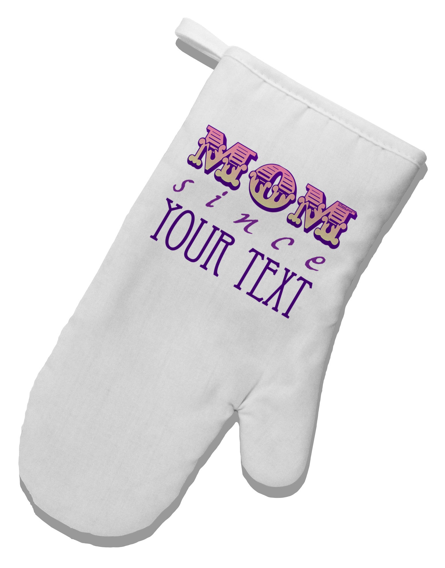 Personalized Mom Since ___ White Printed Fabric Oven Mitt-Oven Mitt-TooLoud-White-Davson Sales
