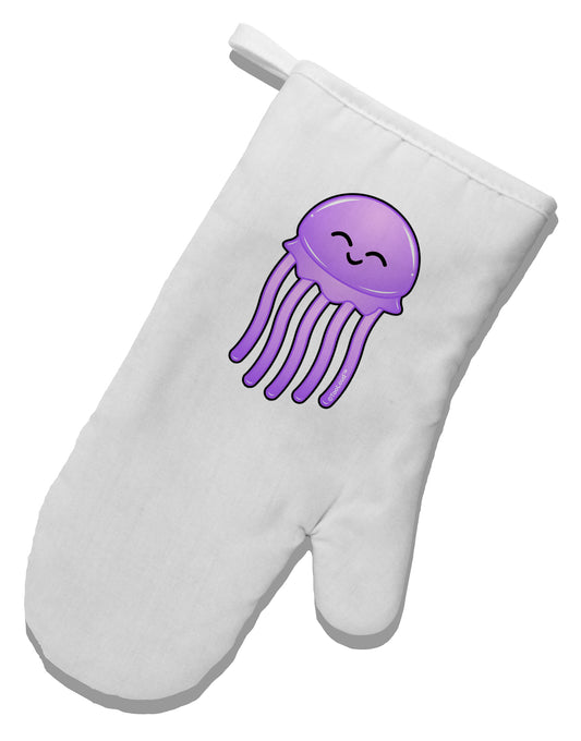 Cute Jellyfish White Printed Fabric Oven Mitt by TooLoud-Oven Mitt-TooLoud-White-Davson Sales