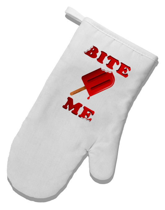 Bite Me Ice Cream White Printed Fabric Oven Mitt-Oven Mitt-TooLoud-White-Davson Sales