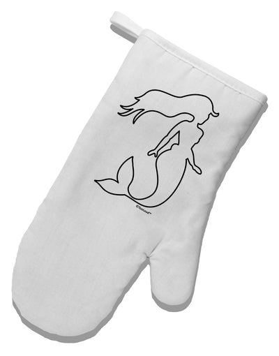 Mermaid Outline White Printed Fabric Oven Mitt-Oven Mitt-TooLoud-White-Davson Sales