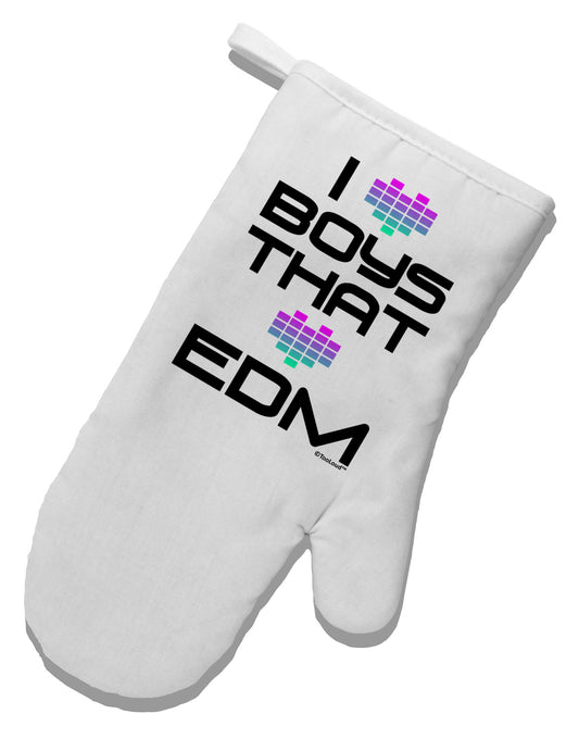 I Heart Boys That Heart EDM White Printed Fabric Oven Mitt-Oven Mitt-TooLoud-White-Davson Sales