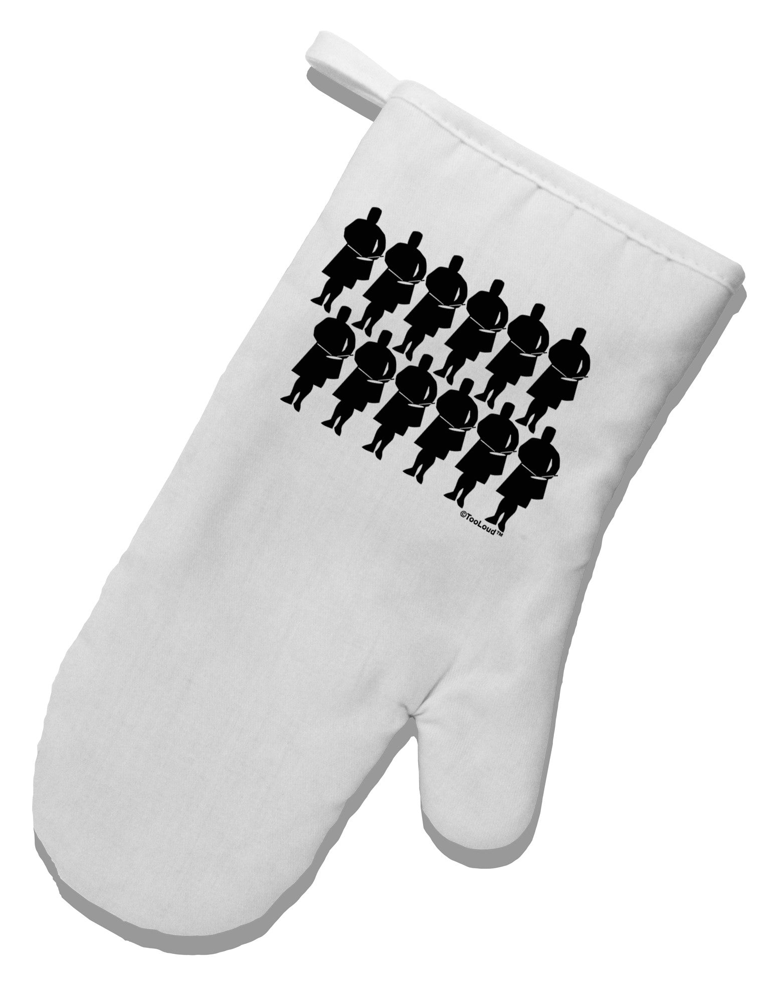 TooLoud Twelve Drummers Drumming White Printed Fabric Oven Mitt-Oven Mitt-TooLoud-White-Davson Sales