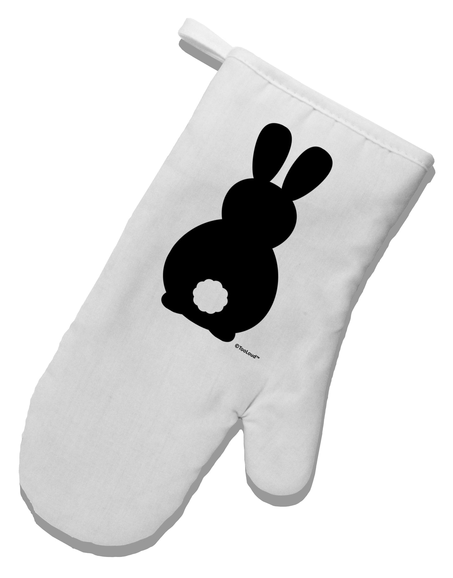 Cute Bunny Silhouette with Tail White Printed Fabric Oven Mitt by TooLoud-Oven Mitt-TooLoud-White-Davson Sales