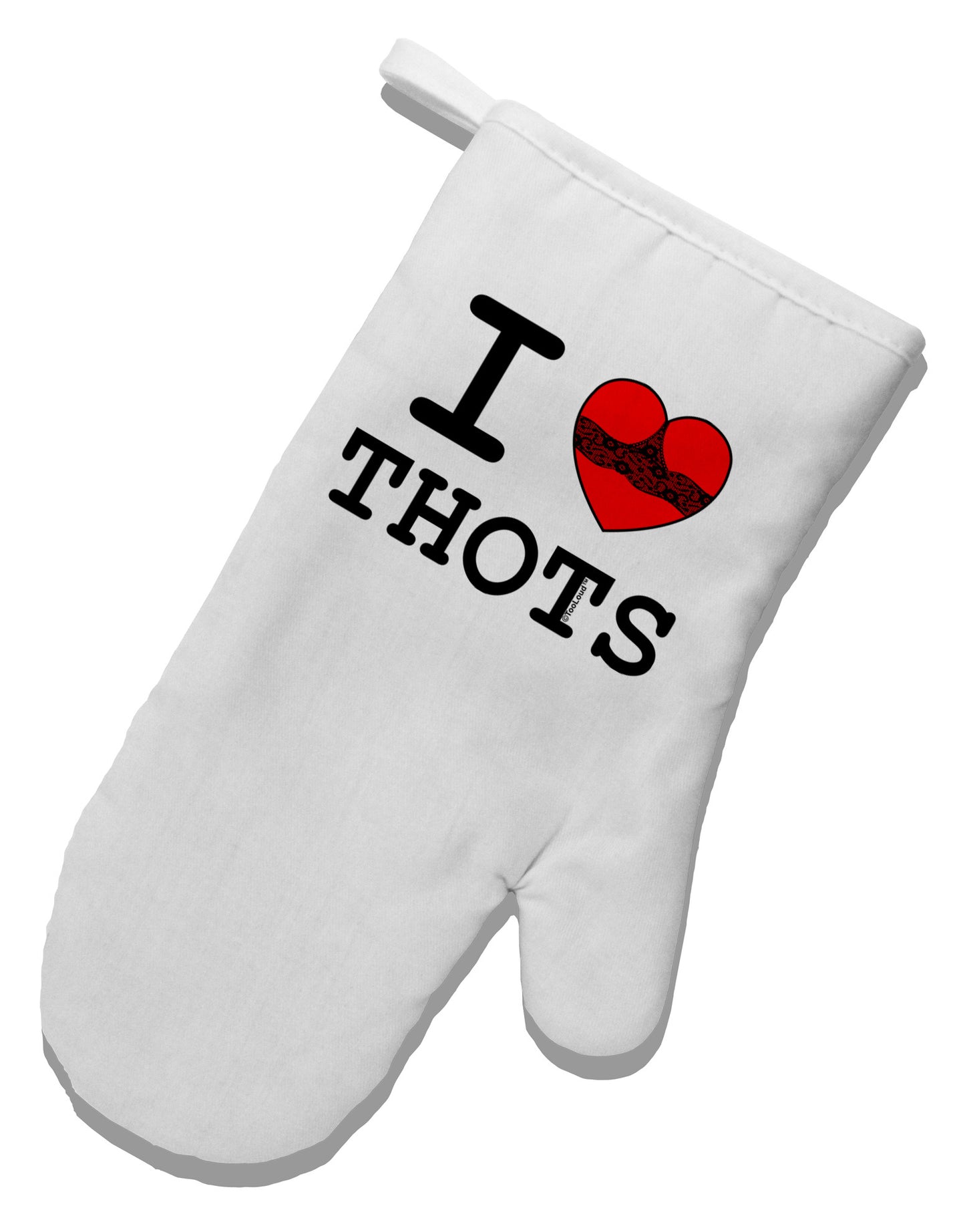 I Love Heart THOTS White Printed Fabric Oven Mitt-Oven Mitt-TooLoud-White-Davson Sales