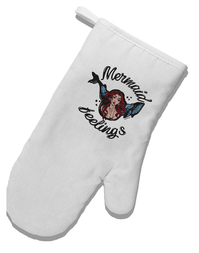 TooLoud Mermaid Feelings White Printed Fabric Oven Mitt-OvenMitts-TooLoud-Davson Sales