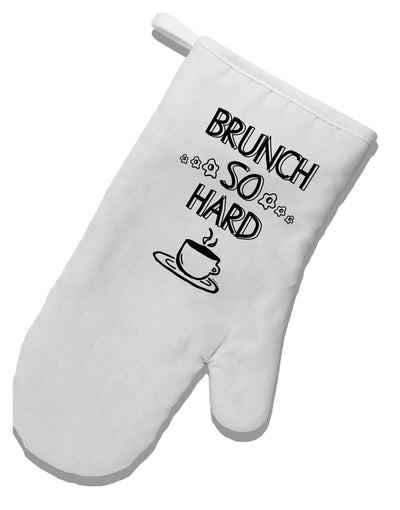 TooLoud Brunch So Hard Eggs and Coffee White Printed Fabric Oven Mitt-OvenMitts-TooLoud-Davson Sales
