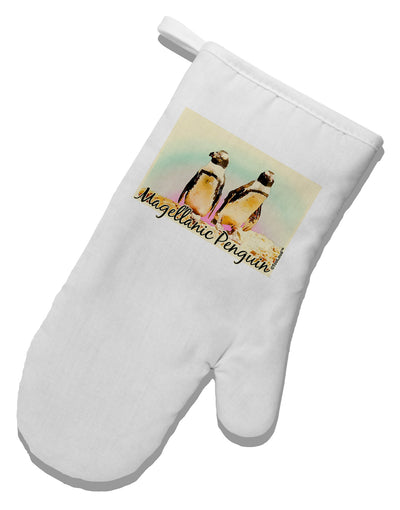 Magellanic Penguin Text White Printed Fabric Oven Mitt-Oven Mitt-TooLoud-White-Davson Sales