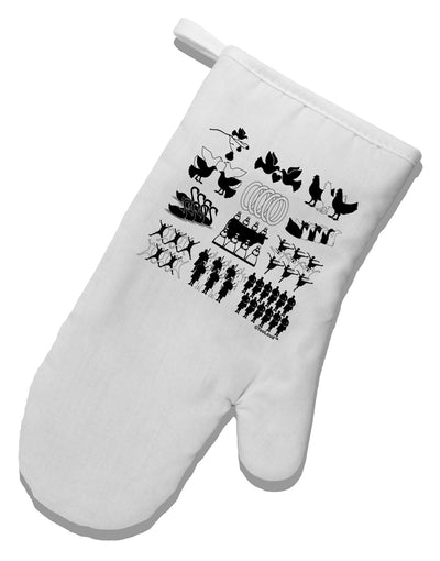 Twelve Days of Christmas White Printed Fabric Oven Mitt-Oven Mitt-TooLoud-White-Davson Sales