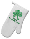 Happy St. Paddy's Day Shamrock Design White Printed Fabric Oven Mitt by TooLoud-Oven Mitt-TooLoud-White-Davson Sales