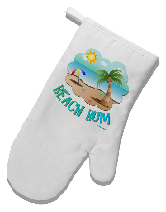 Fun Summer Beach Scene - Beach Bum White Printed Fabric Oven Mitt by TooLoud-Oven Mitt-TooLoud-White-Davson Sales